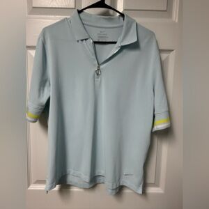 Women’s Nike Light Blue Zip Polo with Yellow Accent